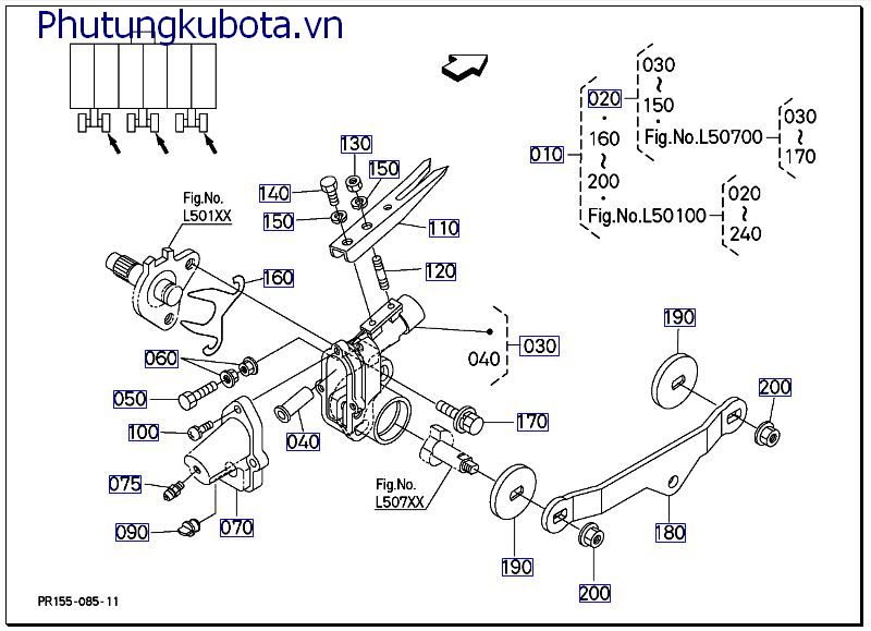 Cần và mỏ kẹp trồng cây bên phải